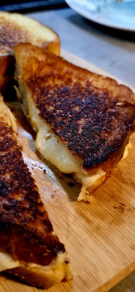 3-cheese grilled cheese... Sorry but I like mine cwispy
