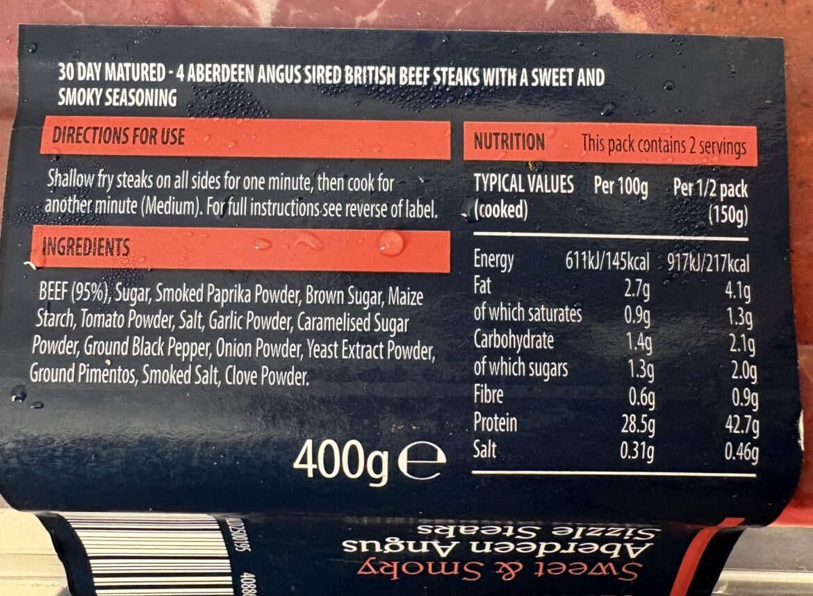 Am I missing something obvious or is it just a labelling error? 400g pack but 1/2 a pack is 150g.