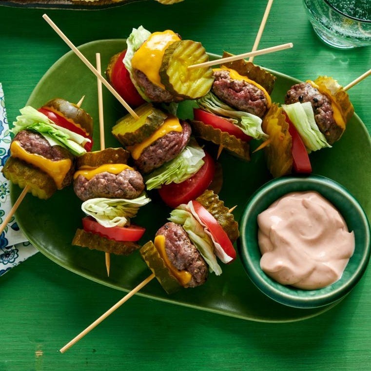 dill pickle cheeseburger bites