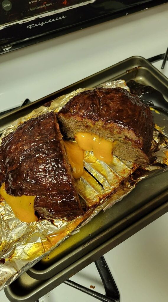 Smoked cheese filled bbq meatloaf