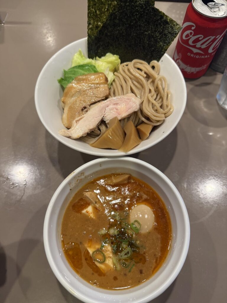 Miso shrimp tsukemen at gonokami seisakusho in shinjuku