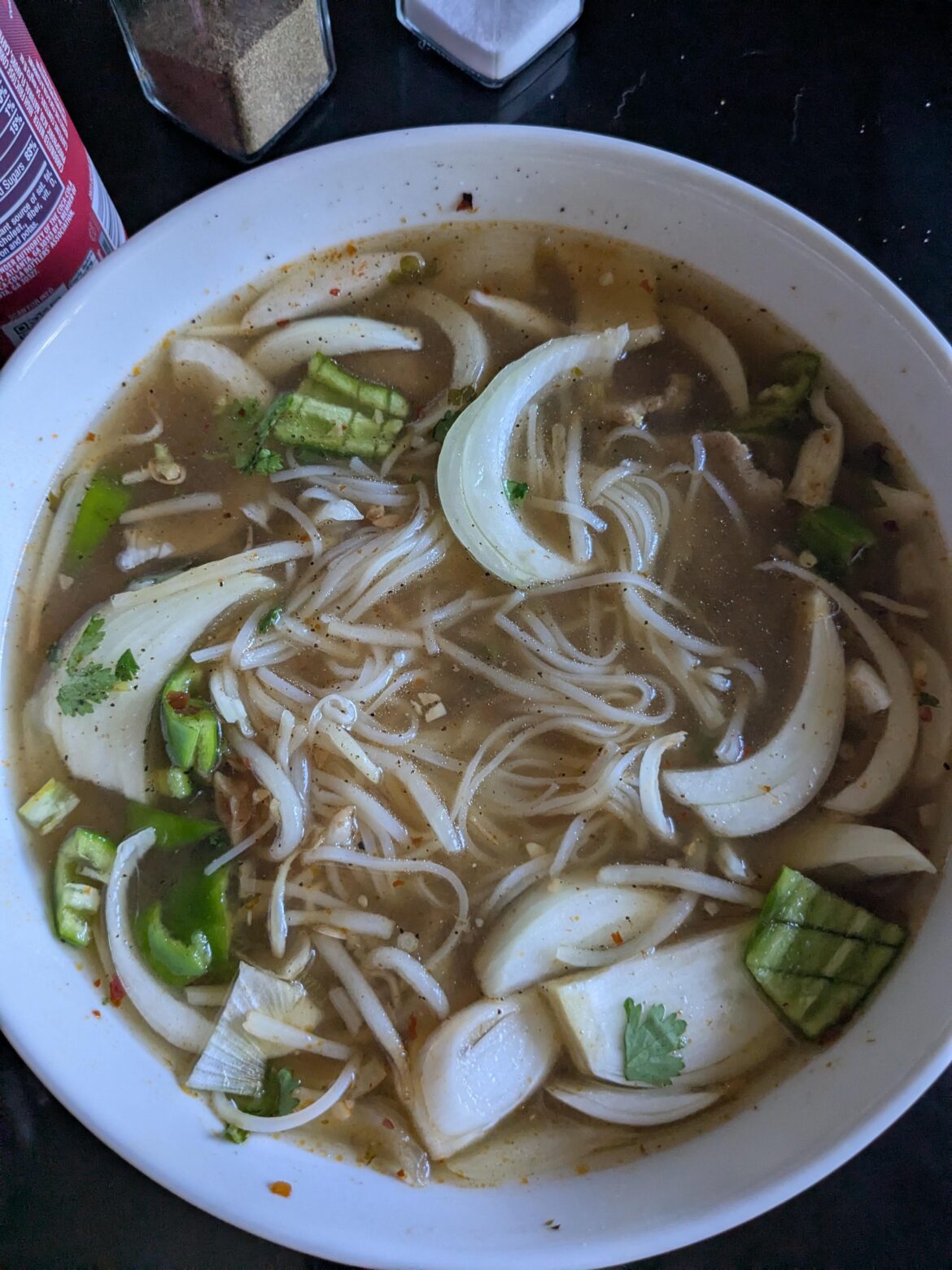 Got pho carry out, had to add plenty o' onion 🧅