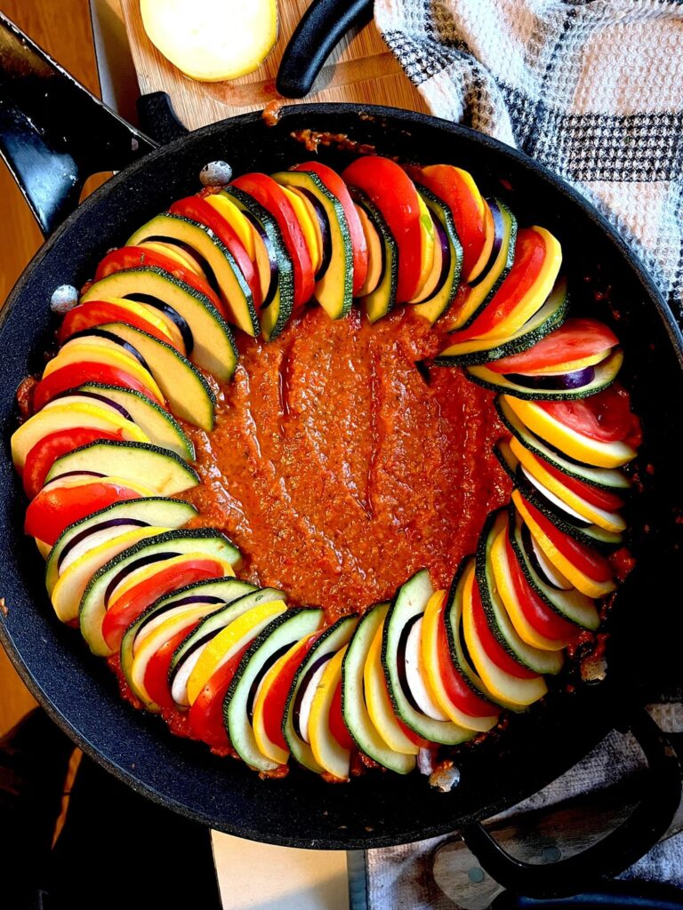 First time making Ratatouille 👌 With veggies from the garden!