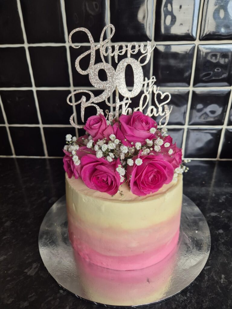 Cake for my nana's 90th birthday and my 1st try at ombre buttercream