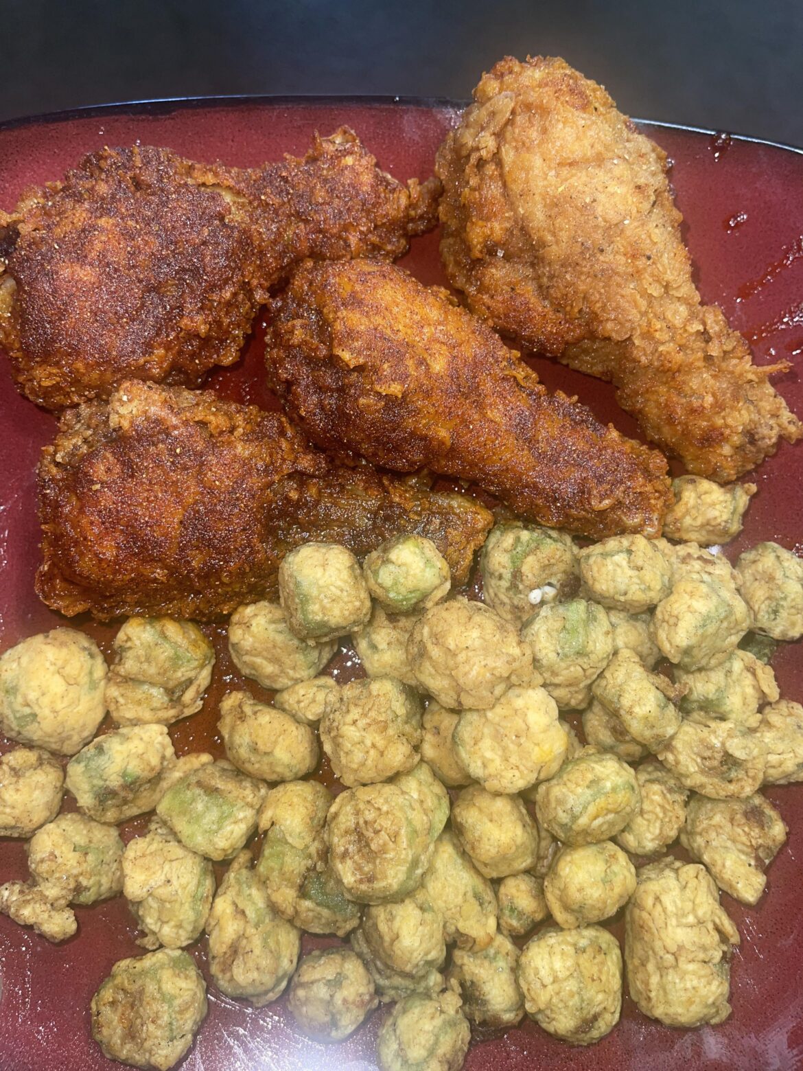 [homemade] Hot chicken and fried okra