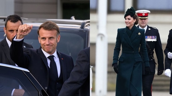 French President Macron's wink moment with Kate Middleton at the Windsor dinner drew massive attention.( Leon Neal/Pool via REUTERS, Photo by Adrian DENNIS / AFP)