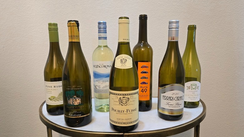 Bottles of white wine available at Trader Joe's