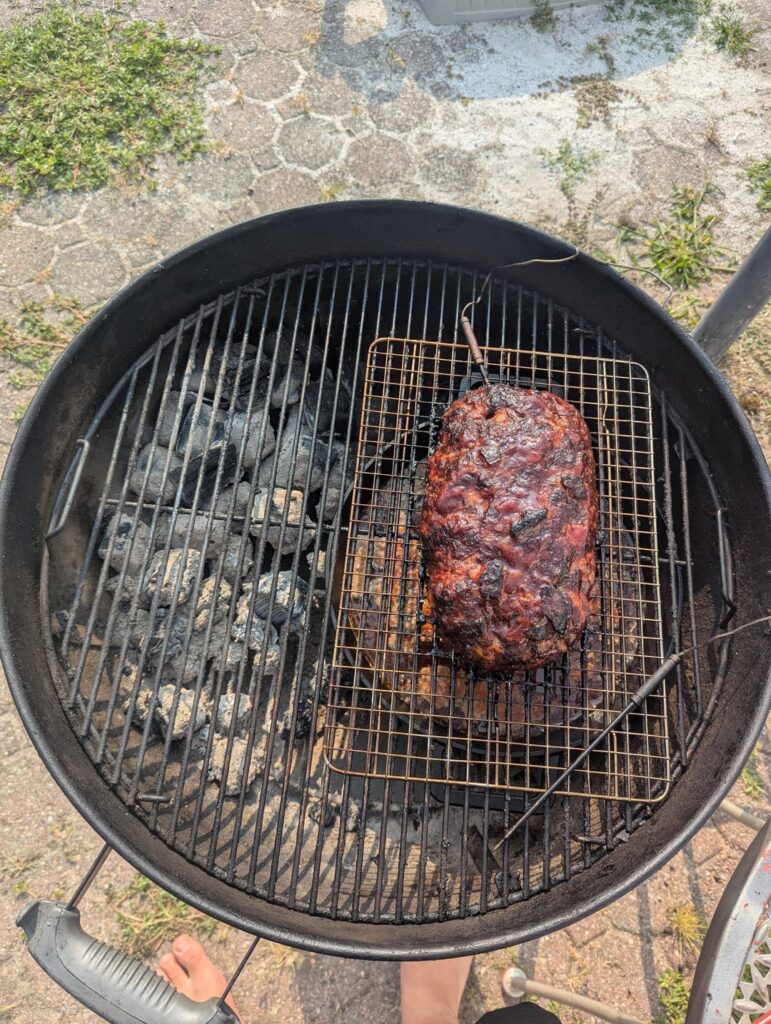 Smoked a meatloaf on the kettle last night. New member of the regular rotation!
