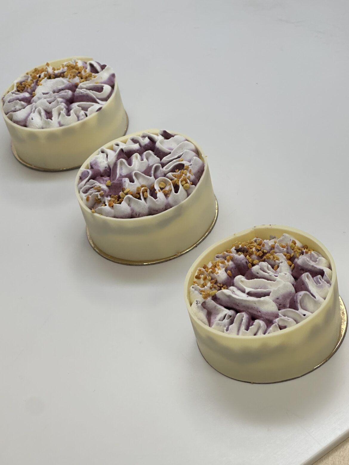I made these blueberry lavender petit gateaux’s in one of my classes