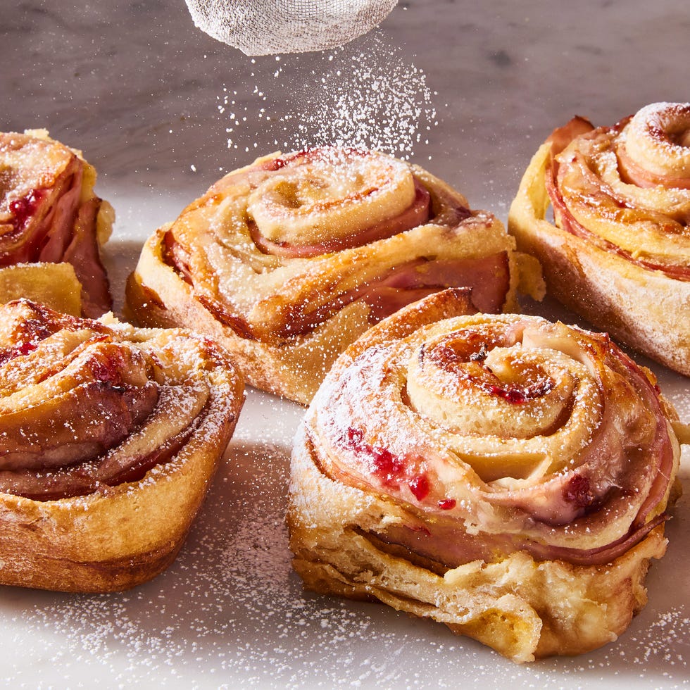 monte cristo rolls with ham swiss dijon mustard and raspberry jam