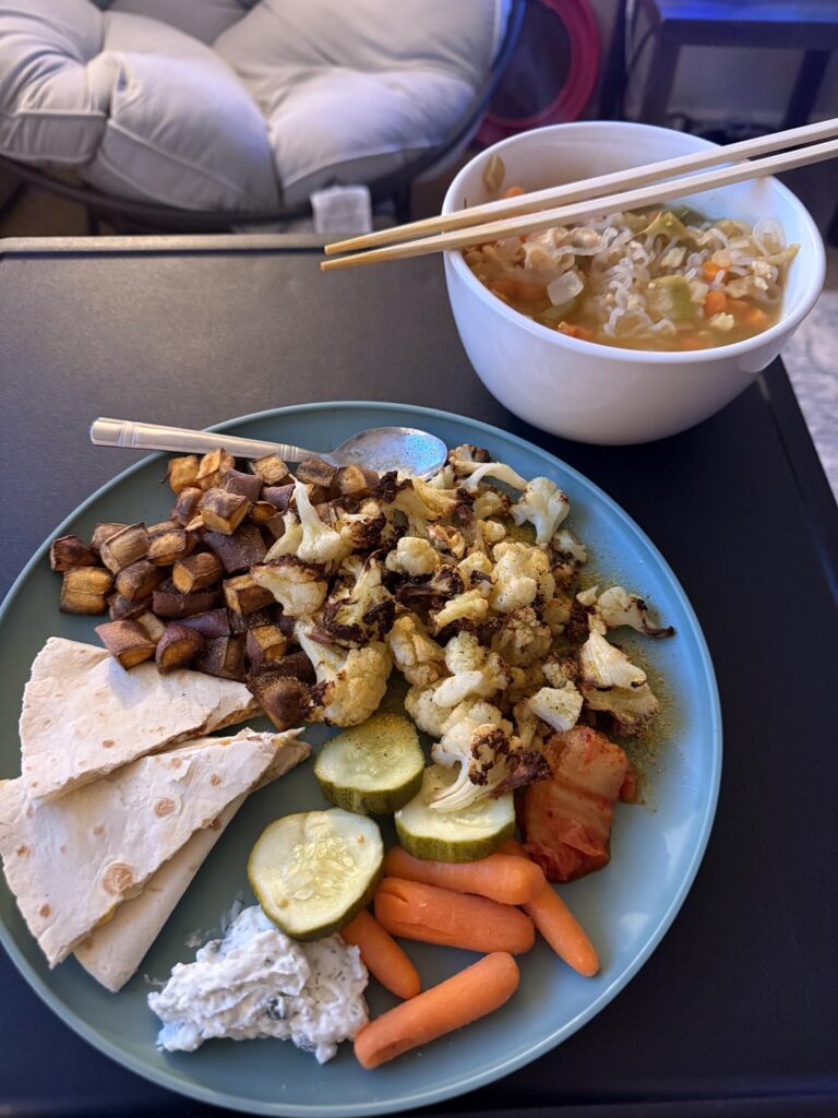 Very filling dinner—616 calories!