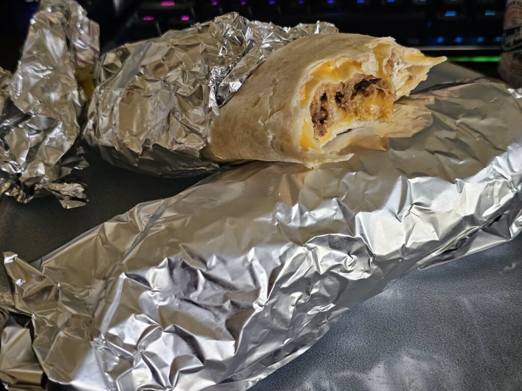 I made homemade Taco Bell Beefy Five Layer burritos.