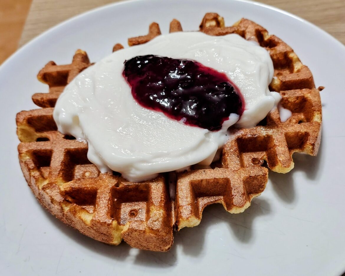 Cottage cheese waffles, Ninja Creami, erythrit fruit spread total 142Cal