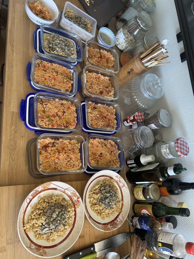 New week new prep ! Mushroom pasta and rice with sausage