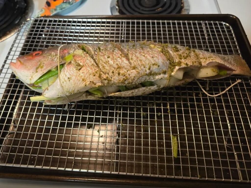 Whole grilled yellowtail snapper Whole grilled yellowtail snapper