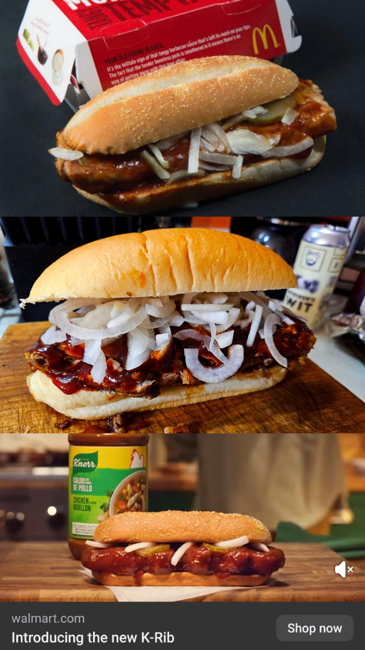 McDonald's has the McRib, Walmart has the K-Rib (apparently?), and I have the one in the middle 🤣