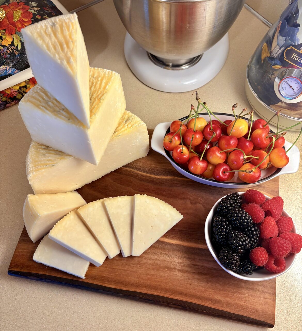 My son named this one Goaty McGoatcheese. It’s a homemade goat milk basket cheese.