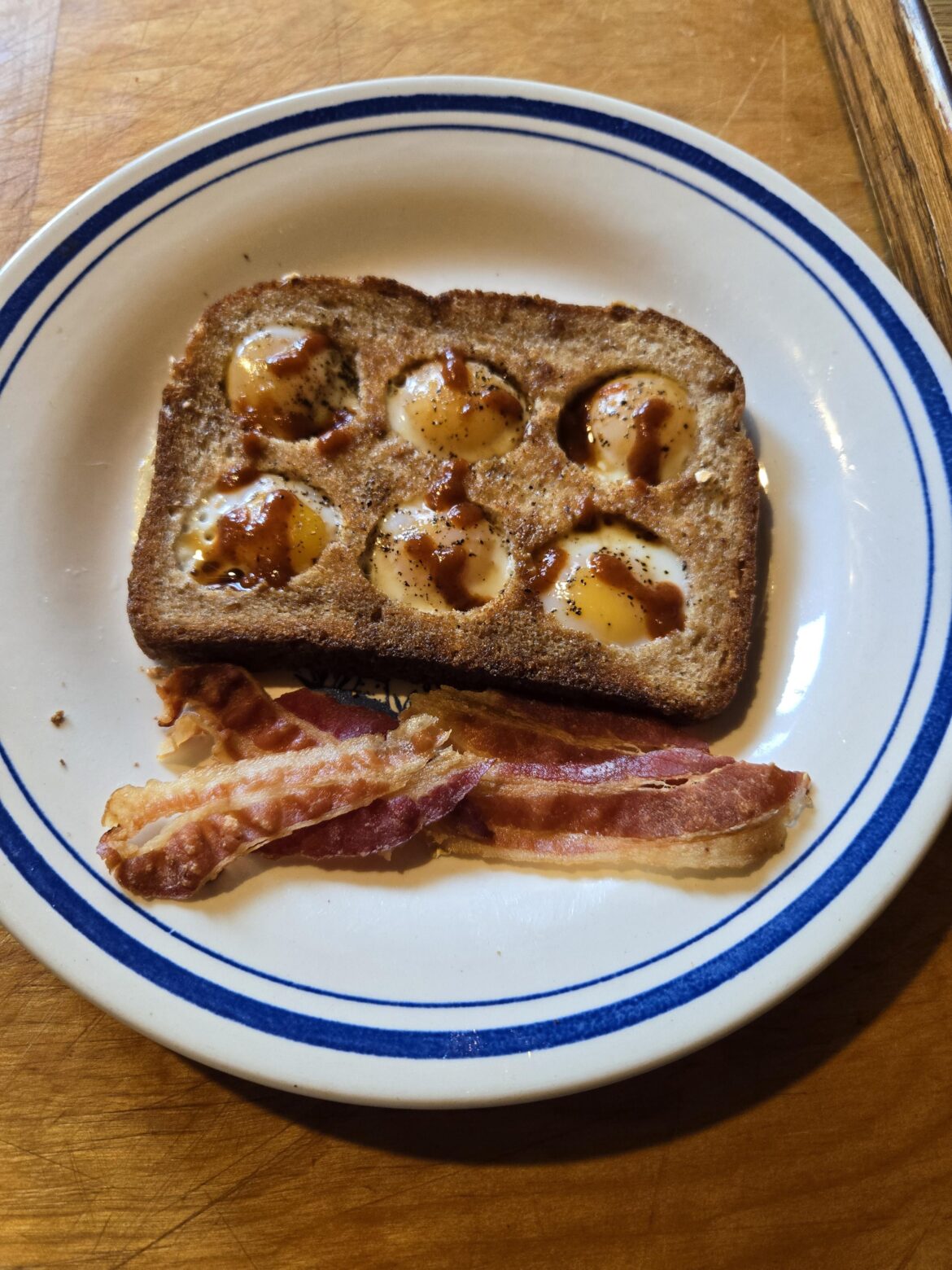 Toads in holes with quail eggs