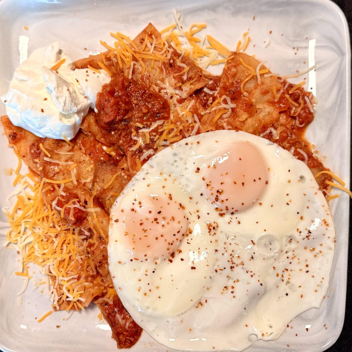 Chilaquiles for breakfast this morning