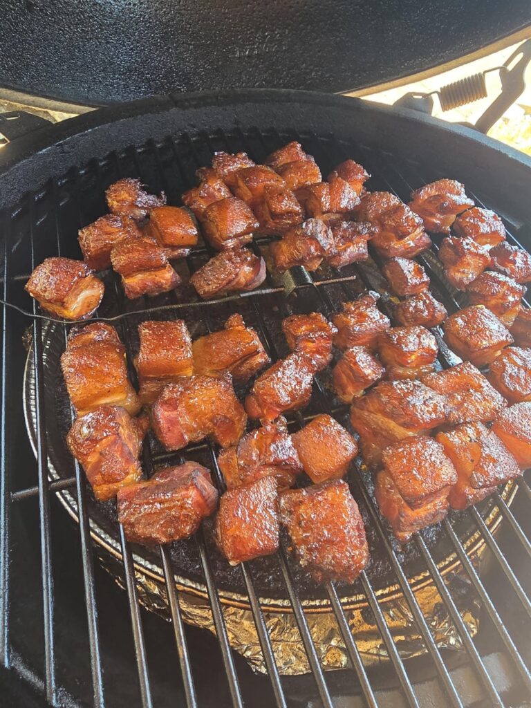 Pork Belly Burnt Ends on Big Green Egg Pork Belly Burnt Ends on Big Green Egg