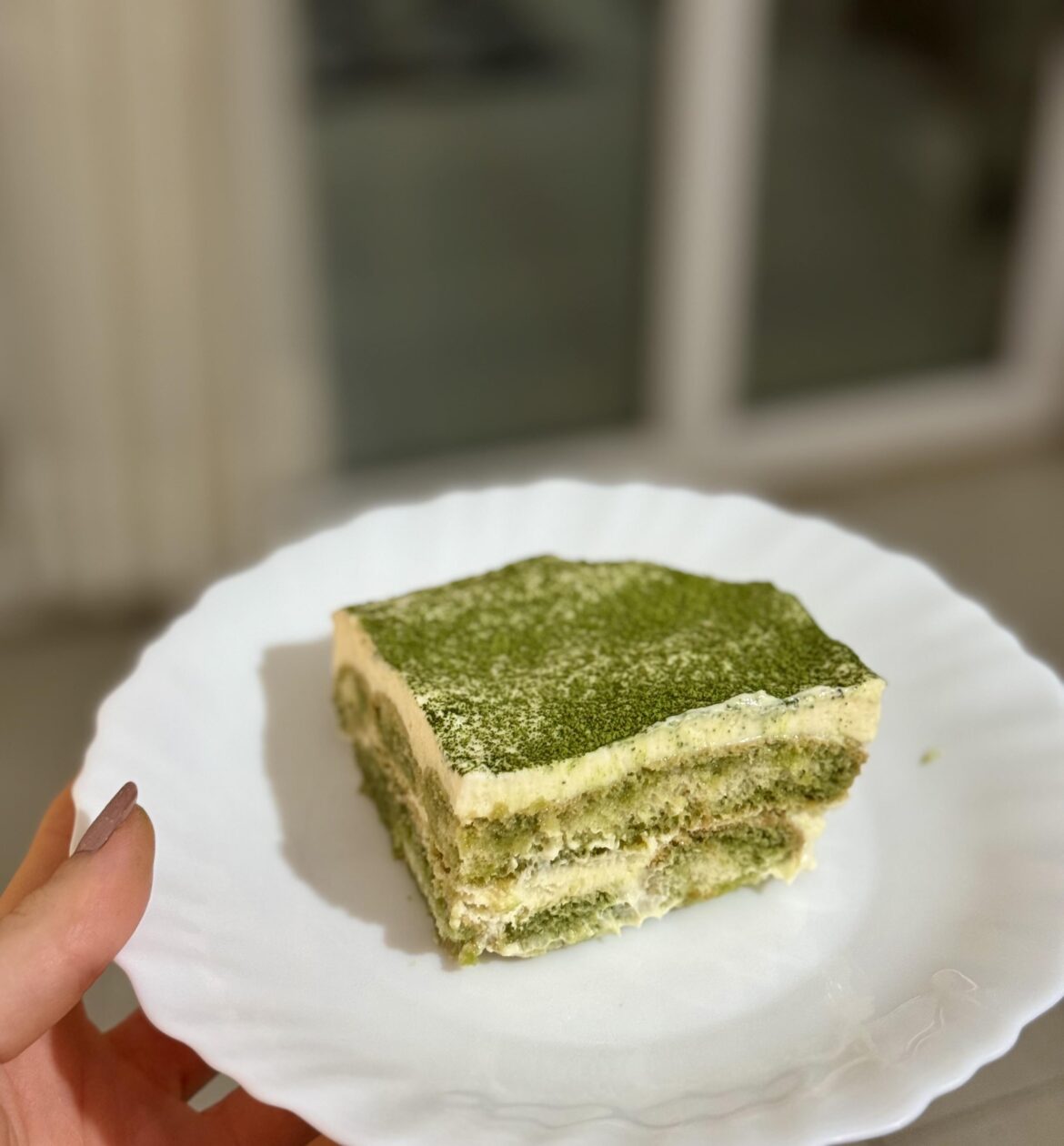 My first try at matcha tiramisu [homemade]
