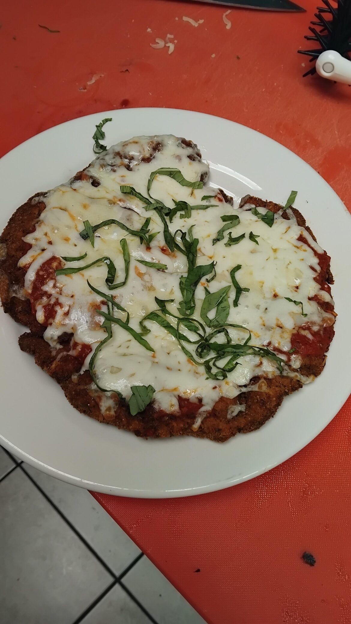 I'm a dishwasher and I made this tonight. Chicken Parm isn't on the menu, and I wanted it.