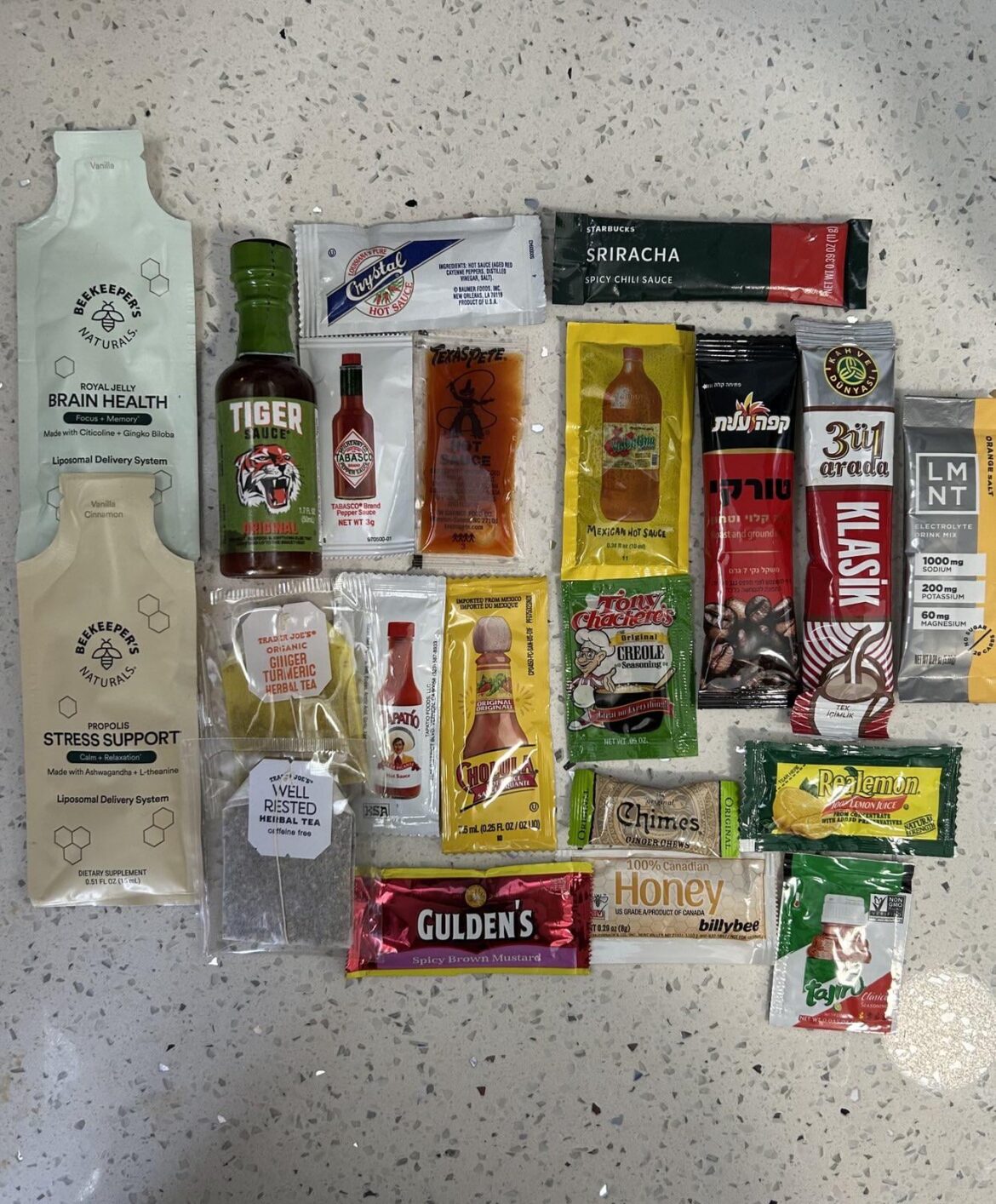 My Break in Case of Emergency Hot Sauce Packets As a Flight Attendant Always on The Go.