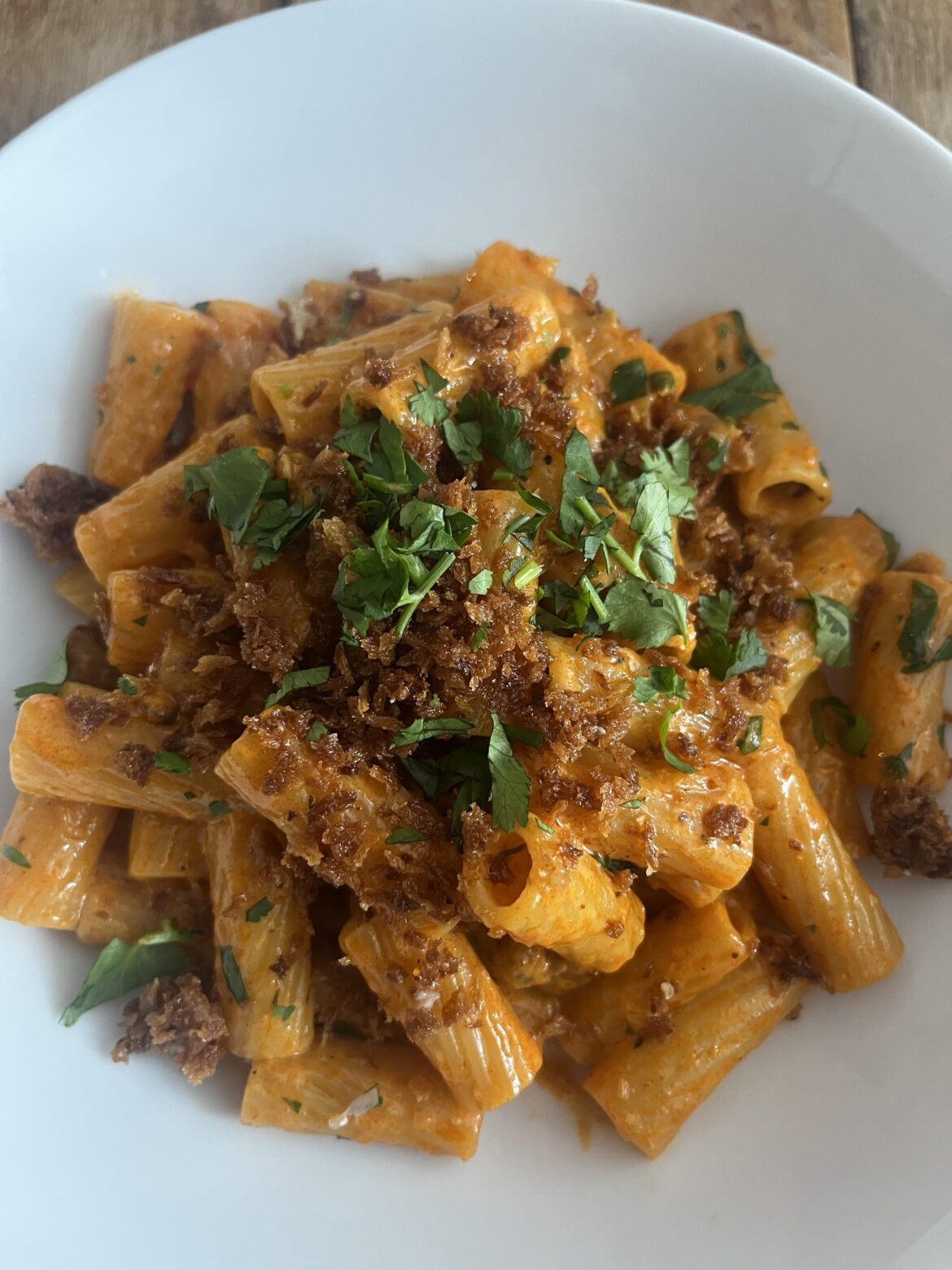 gochujang rigatoni with sausage