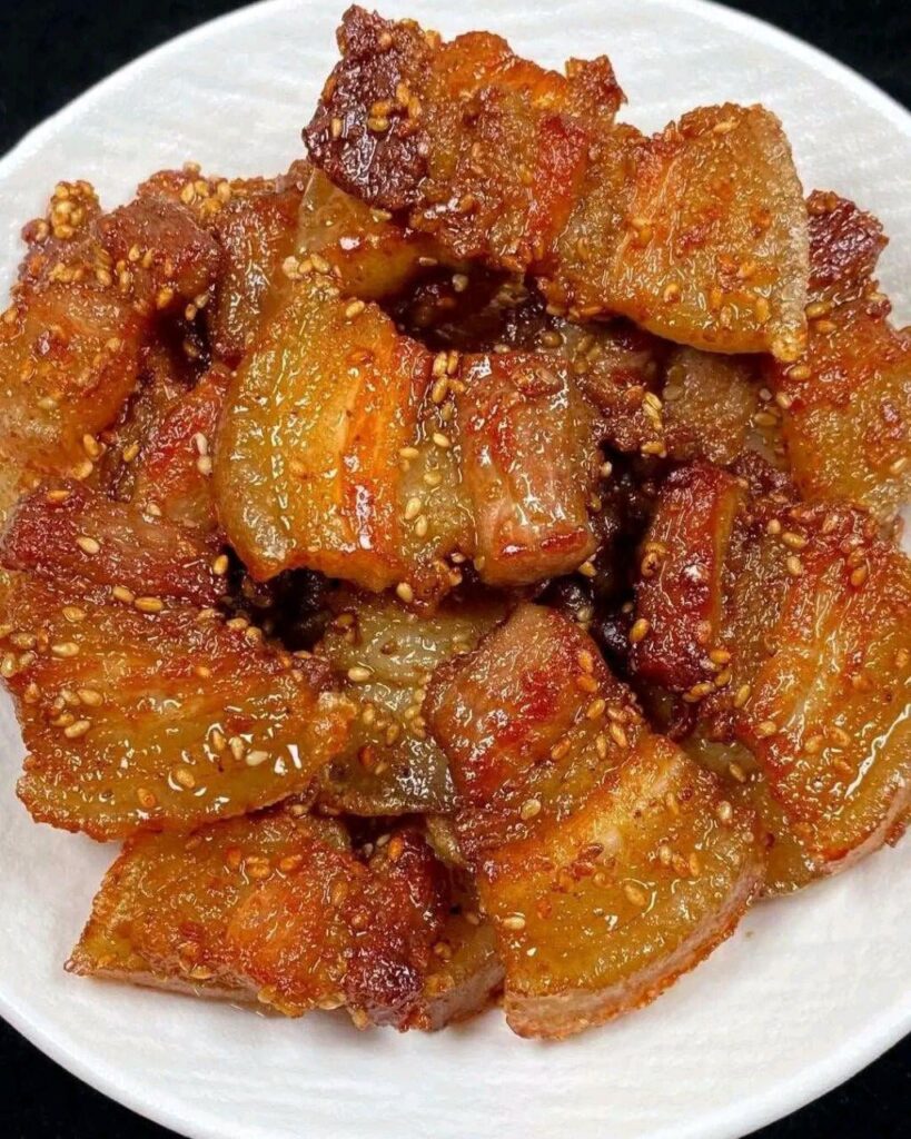 [Homemade] Crispy Fried Pork Belly w/ sesame seeds