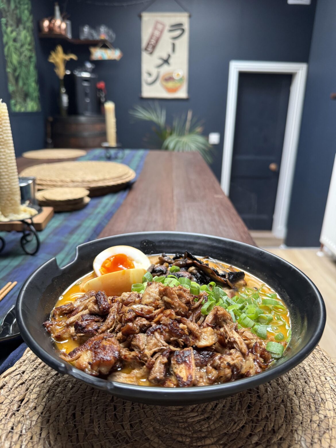 Homemade ramen! I got impatient waiting for the eggs to marinate.