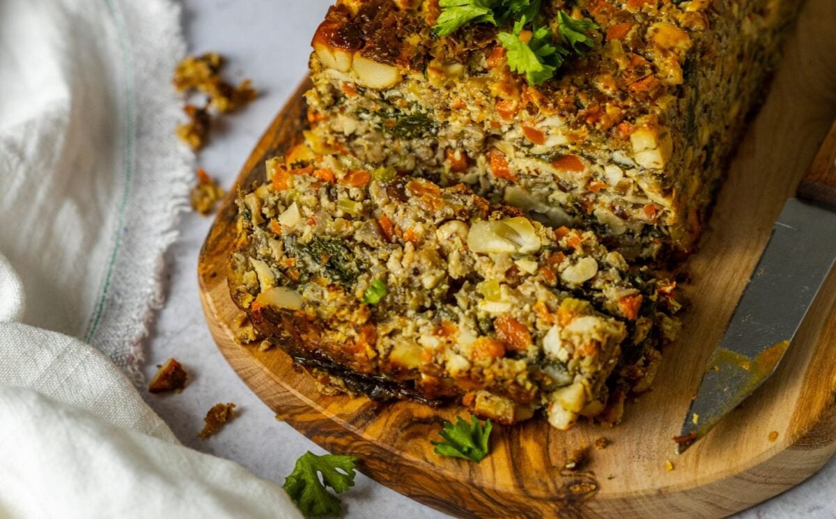 A wild mushroom loaf, an ideal main for a vegan Sunday roast