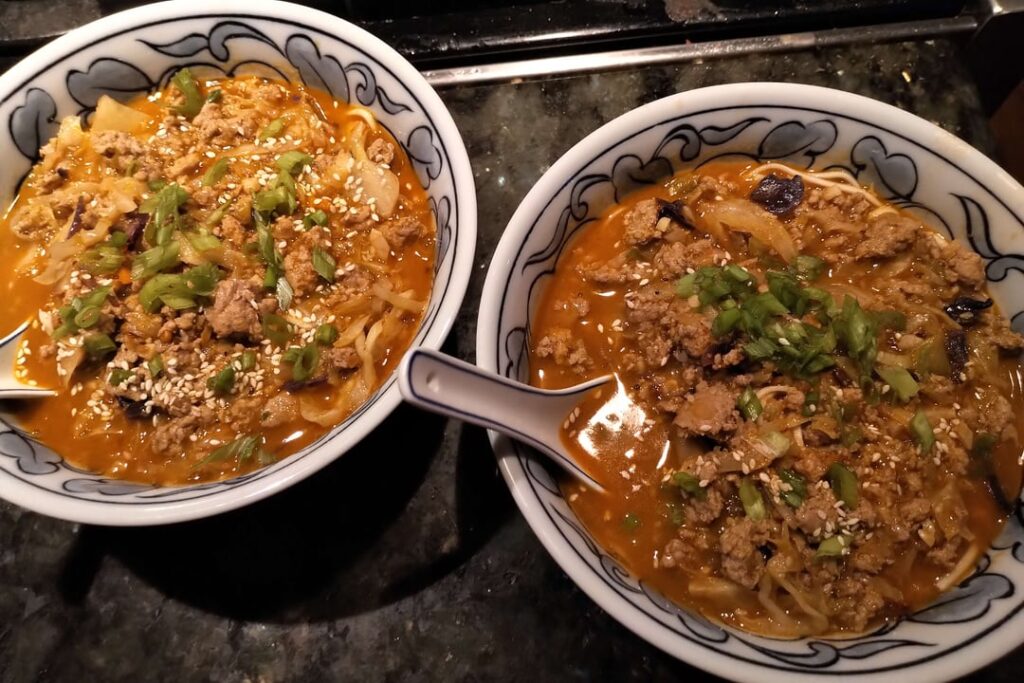 Spicy Dan Dan noodle ramen with pork Spicy Dan Dan noodle ramen with pork