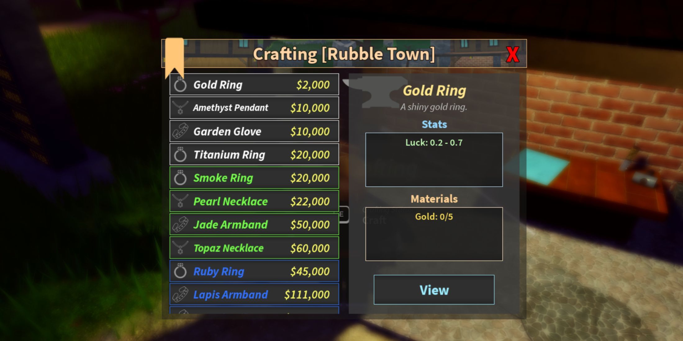 Prospecting crafting 