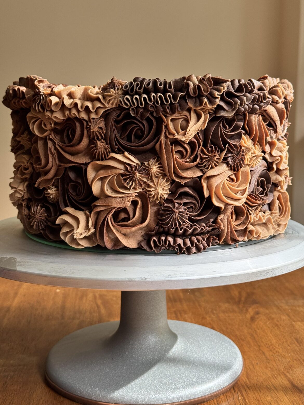Chocolate layer cake with chocolate ganache buttercream