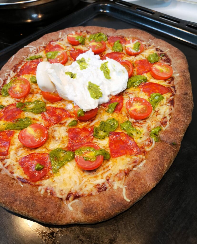 4 ingredients fluffy & crispy yeast pizza dough (no gluten, not fathead, no BP)