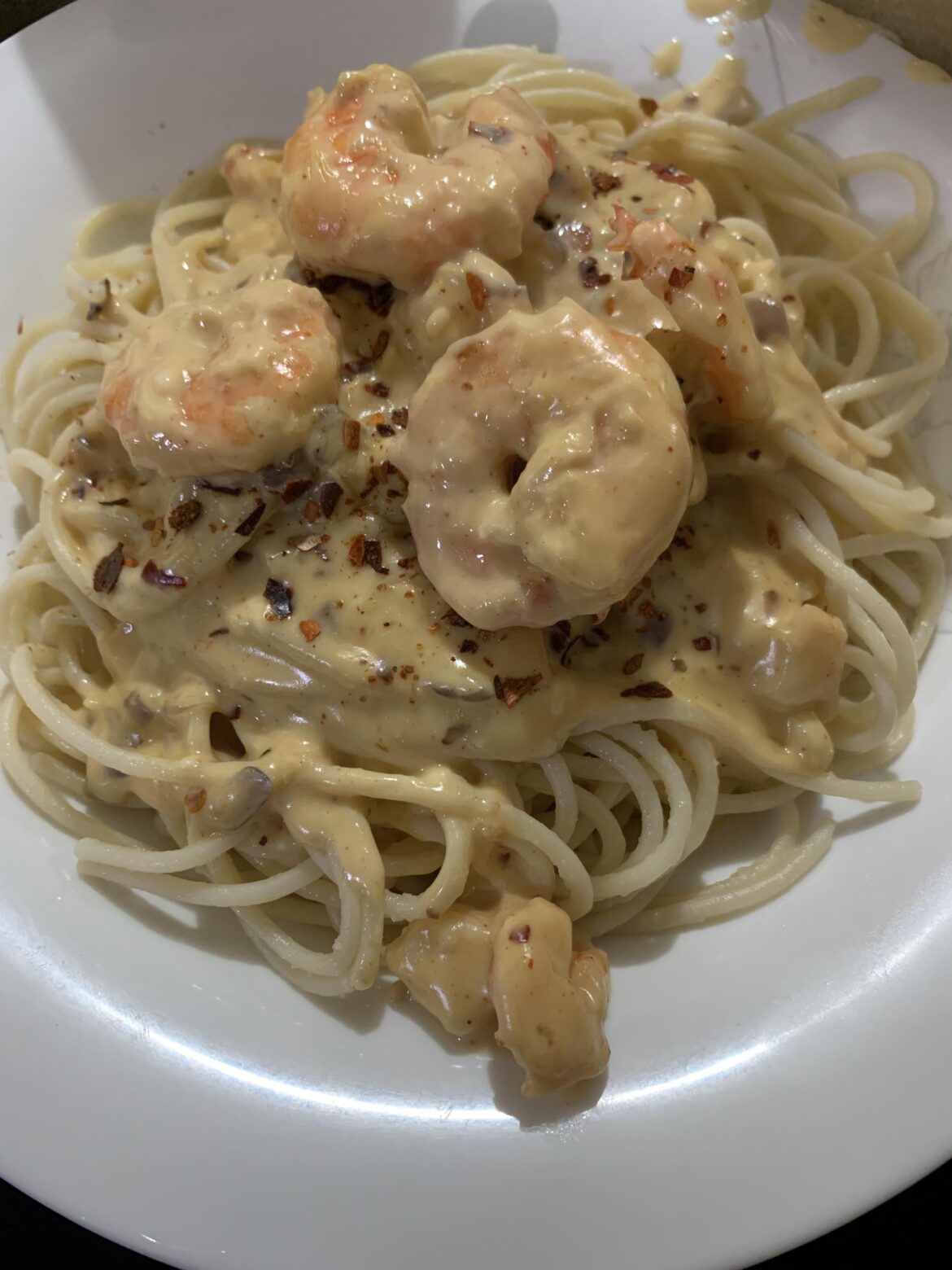 Made some Shrimp Alfredo and it was sooo good 😌