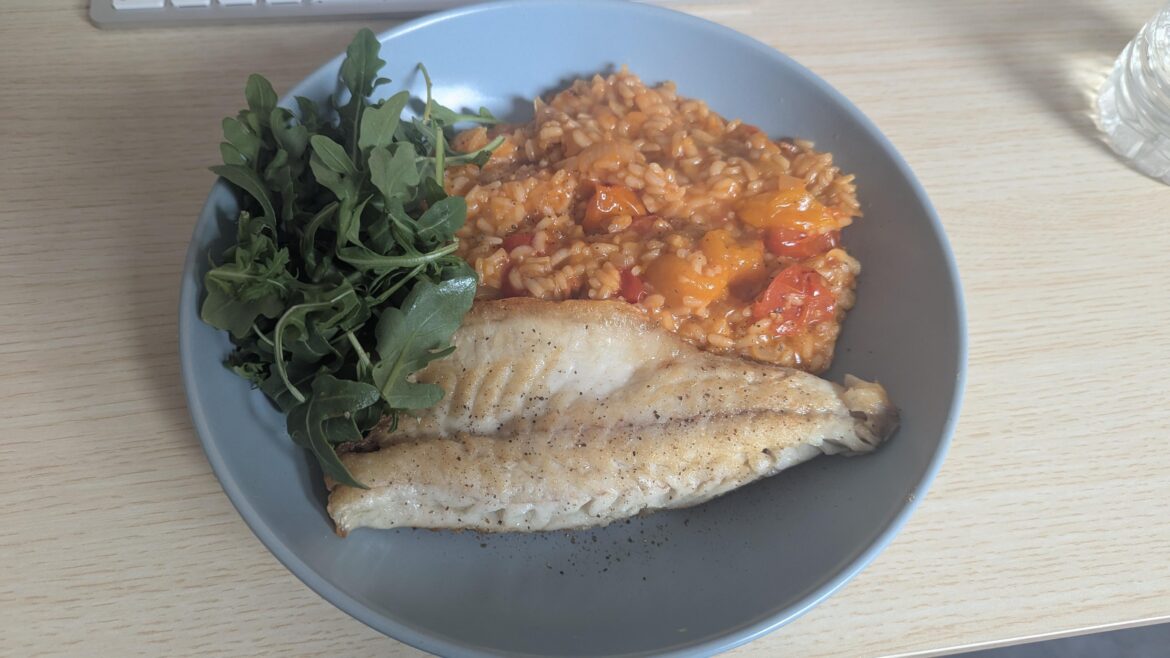 Seabass and heirloom tomato risotto from Gousto