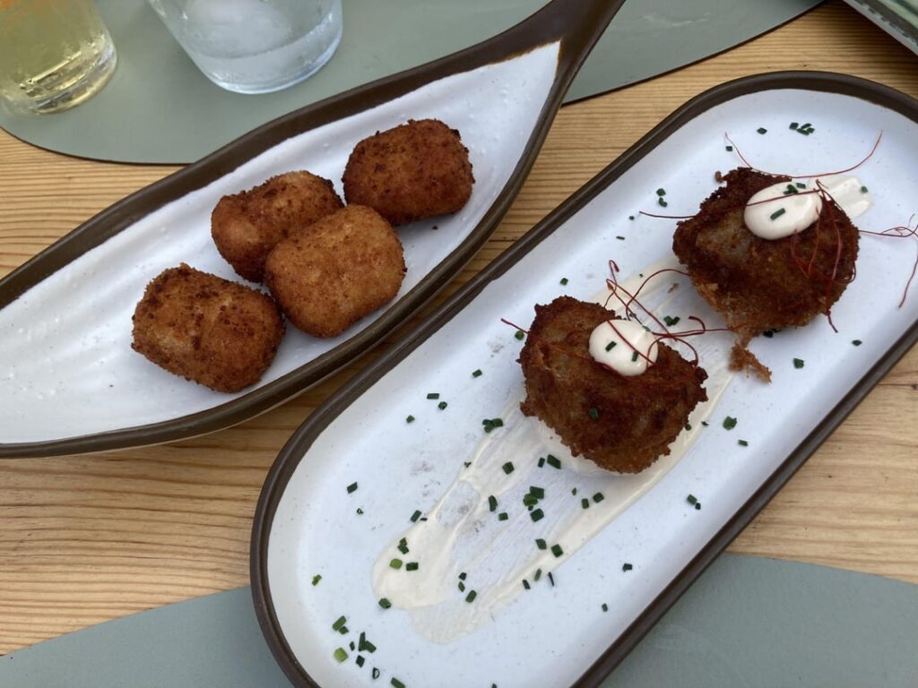 Sea Urchin & Sobrasada croquettes with grilled Monkfish