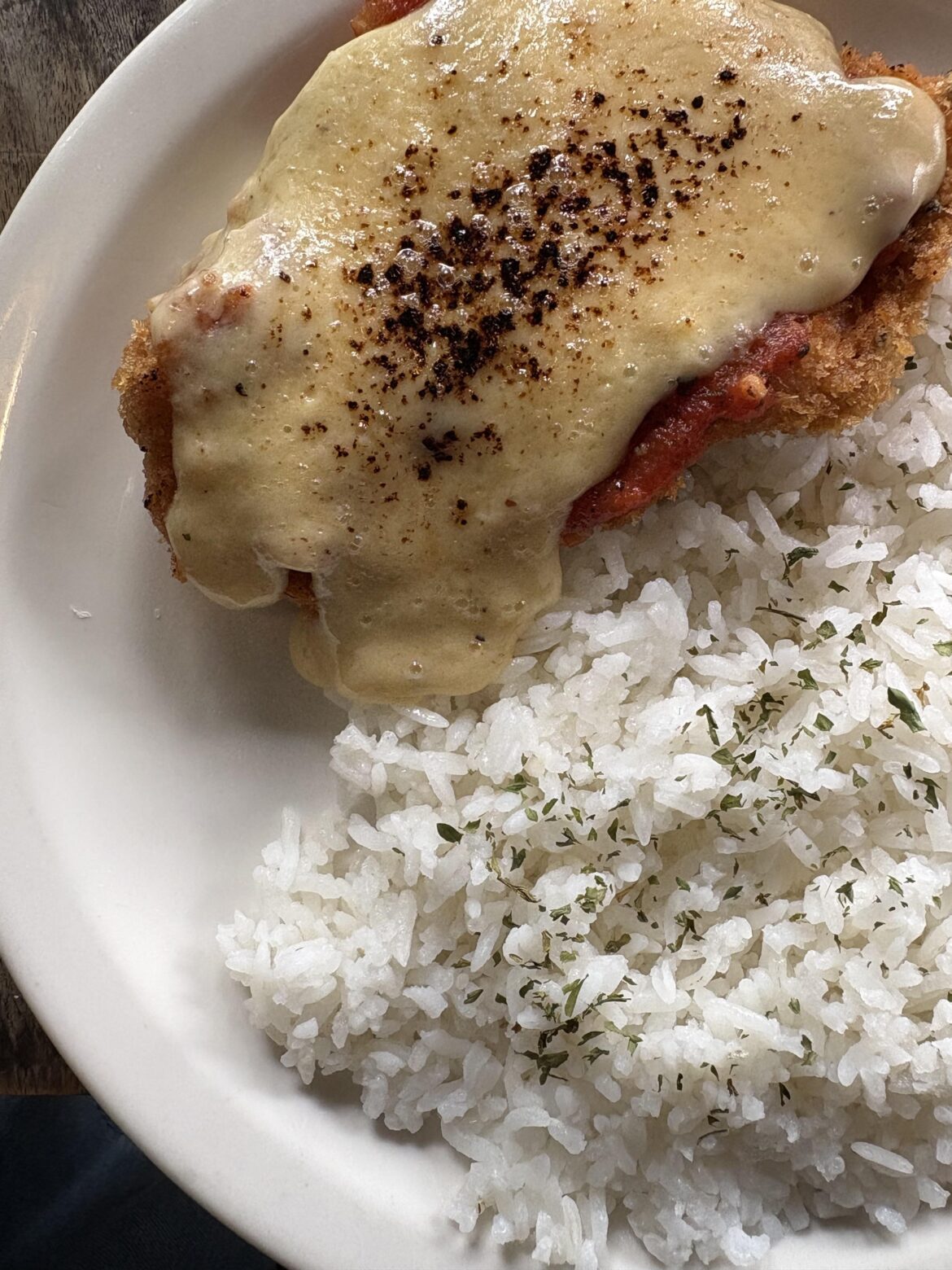 chicken parmigiana with rice 🤤