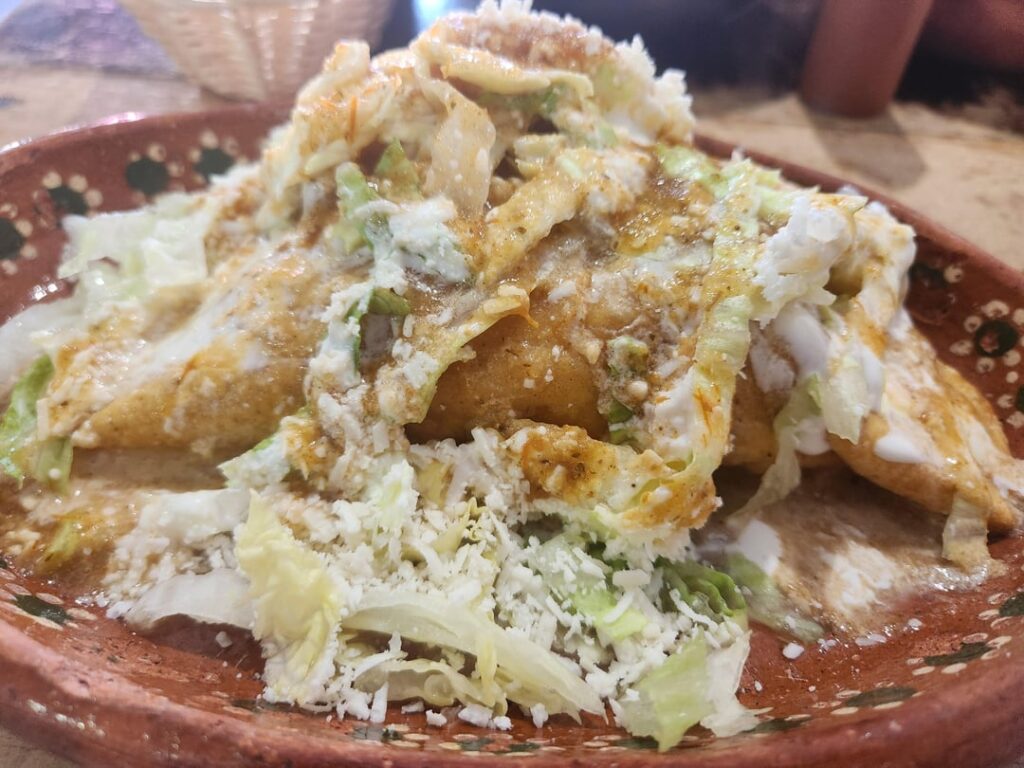 Chicken quesadilla + pozole on a cold spring day in Playas de Tijuana