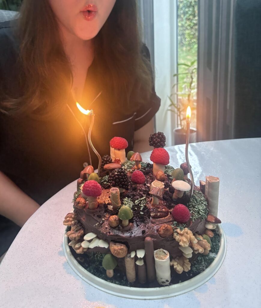 My mushroom forest inspired cake 🍄🪵🍄‍🟫🌿