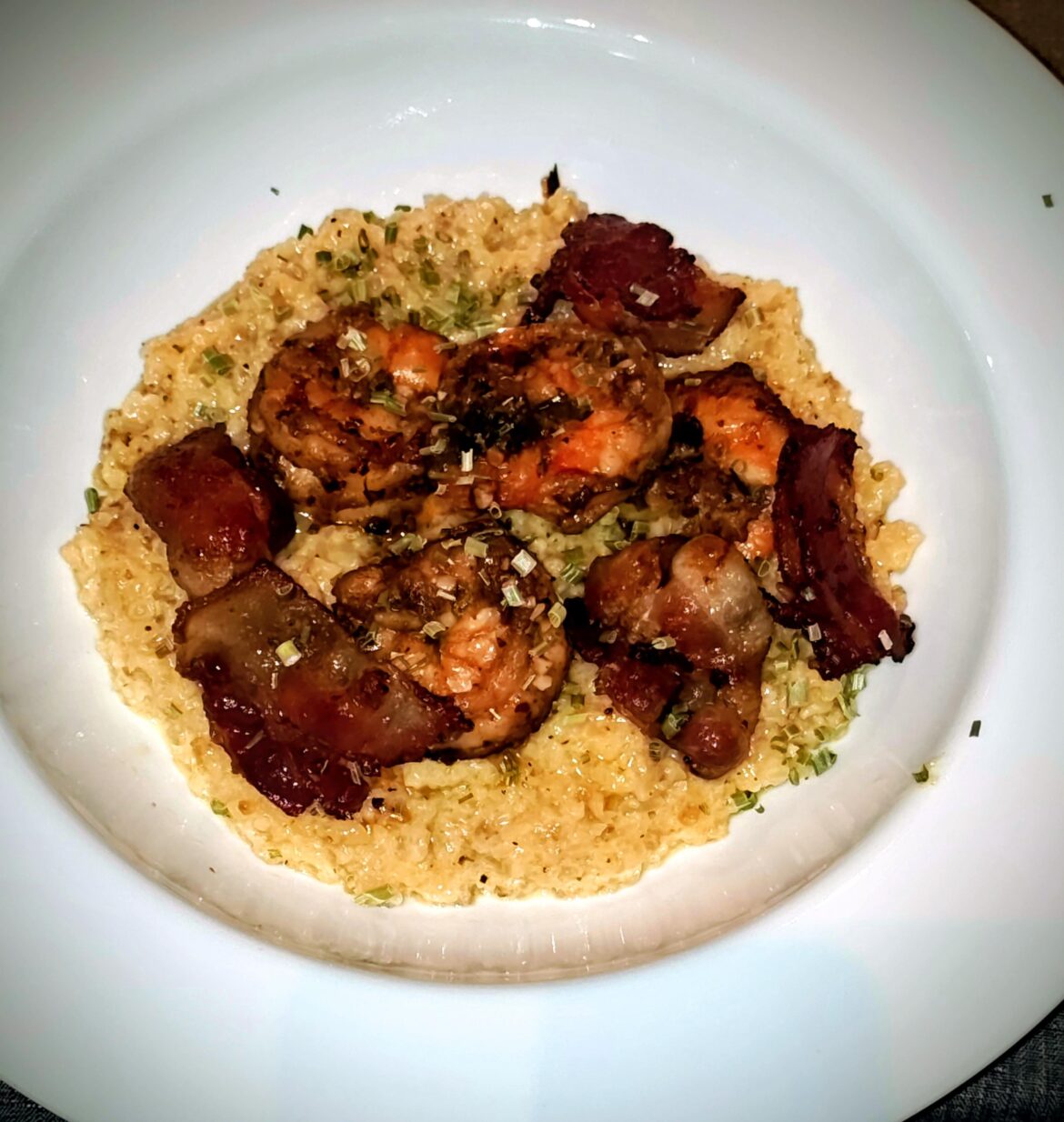 Cauliflower Grits with Shrimp and Bacon