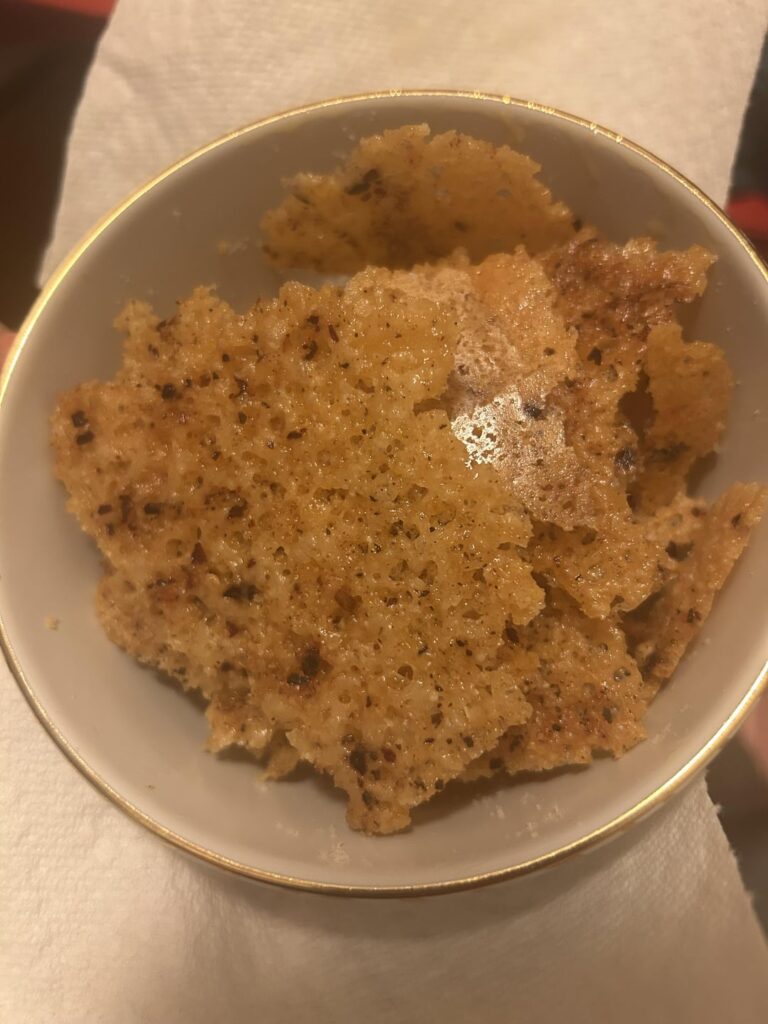 Made some parm crisps with black pepper and truffle zest