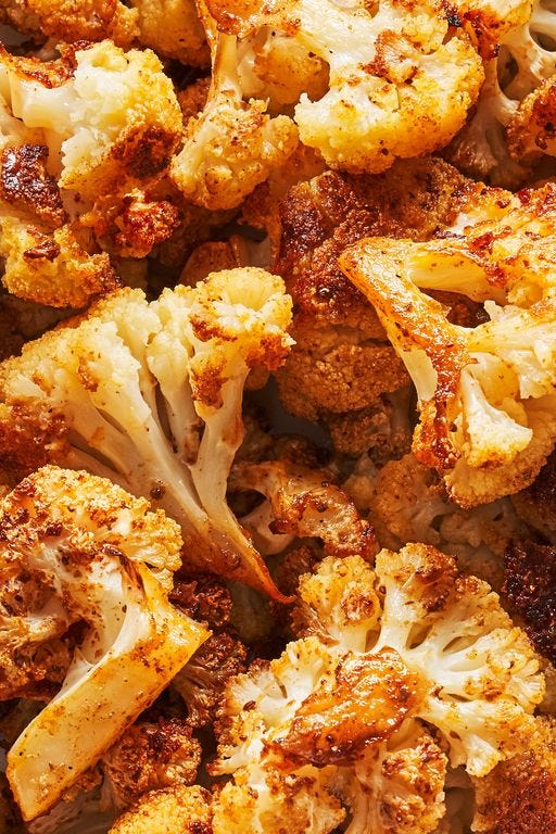 closeup of roasted cauliflower