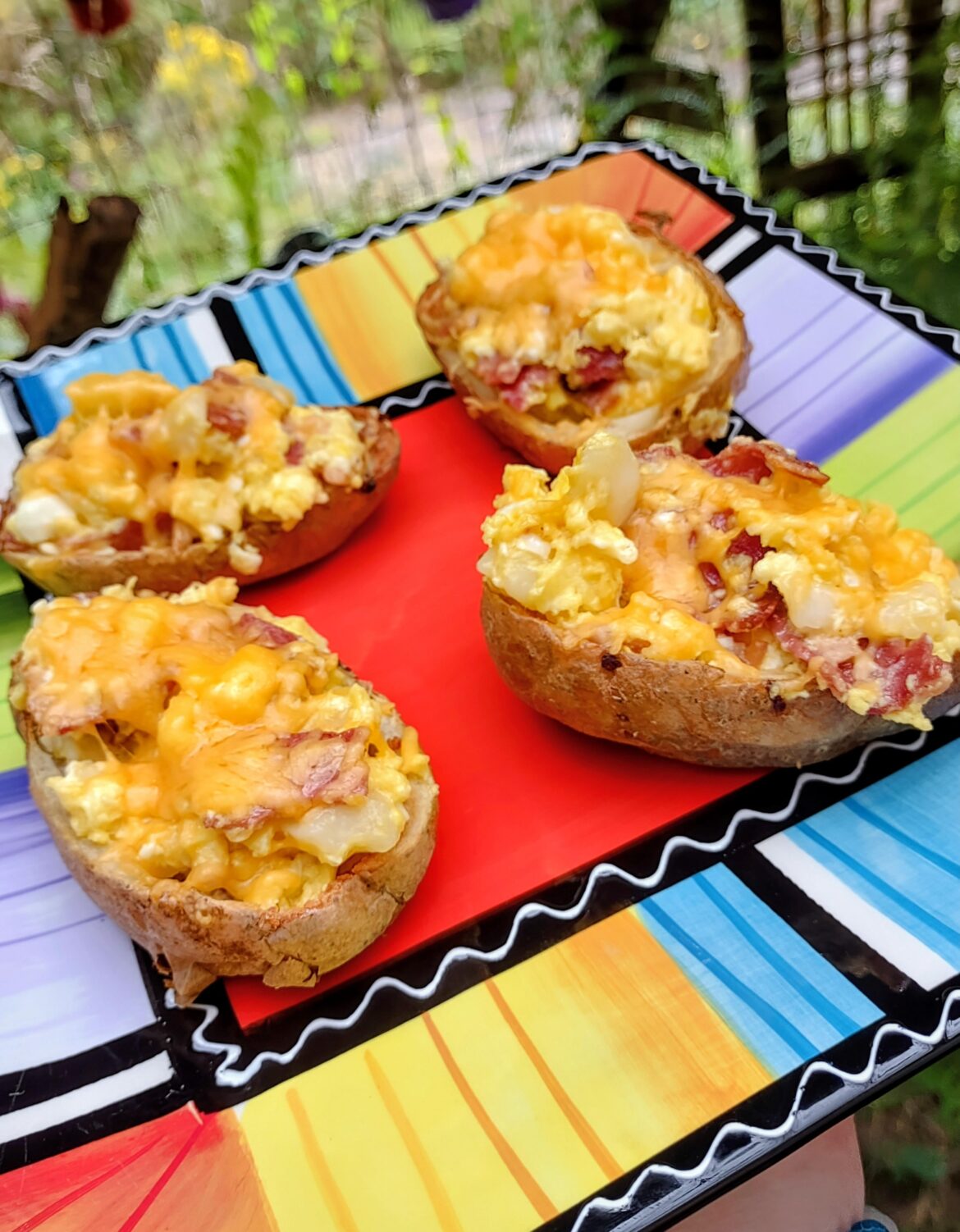 [homemade] Breakfast scramble stuffed air fried potato skins.