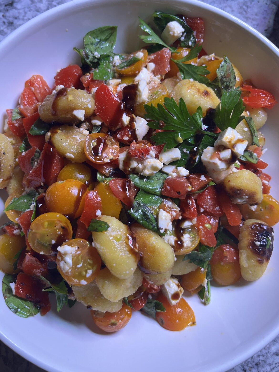 Crispy gnocchi caprese