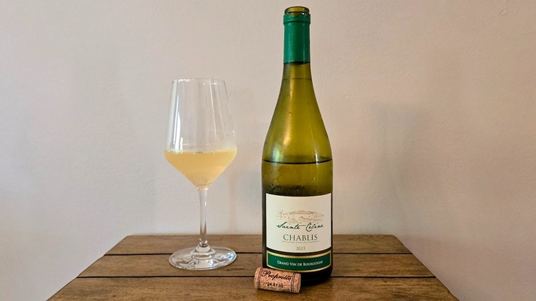 Sainte Celine Chablis and glass