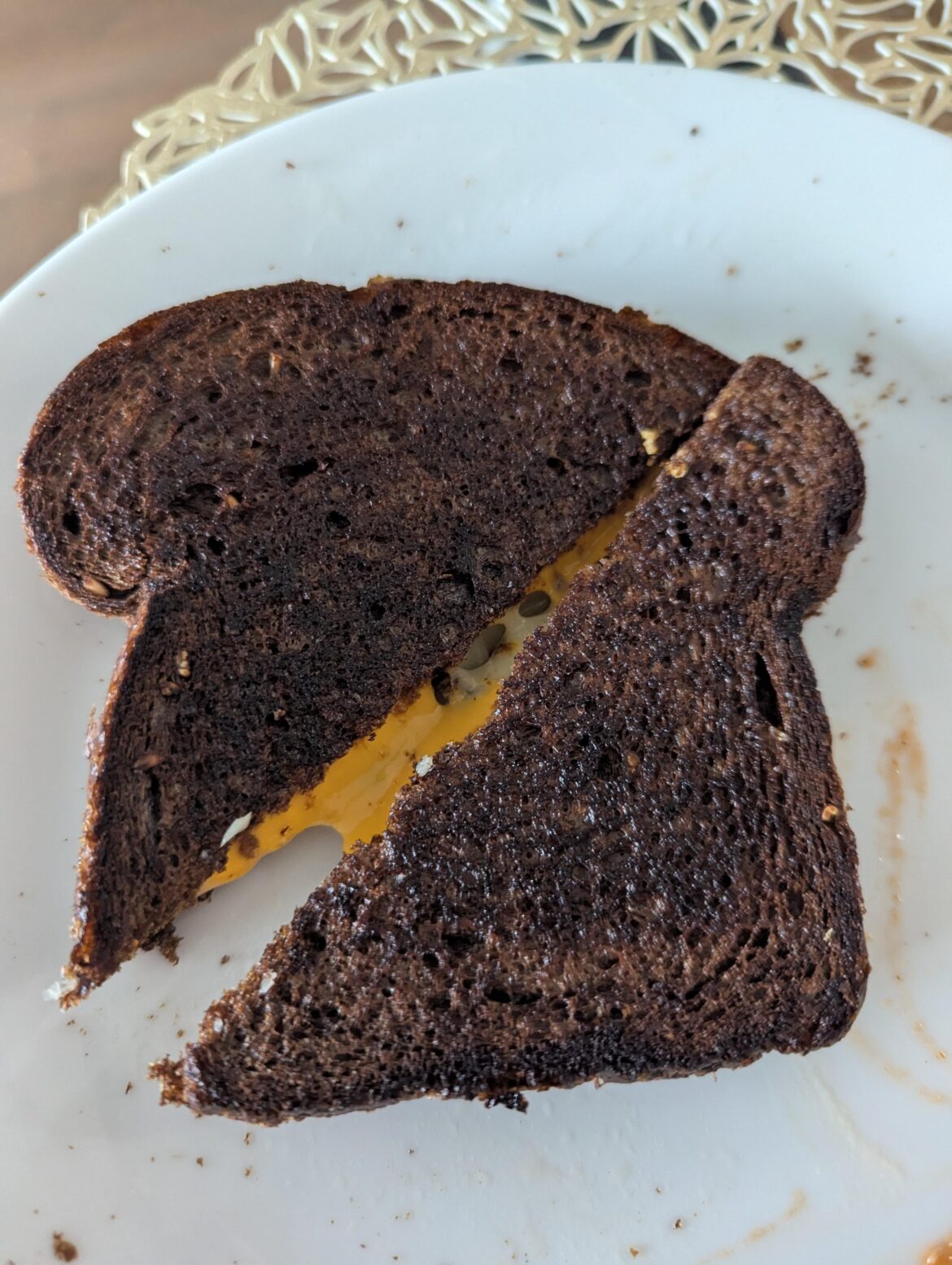 Pumpernickel with American and aged white cheddar