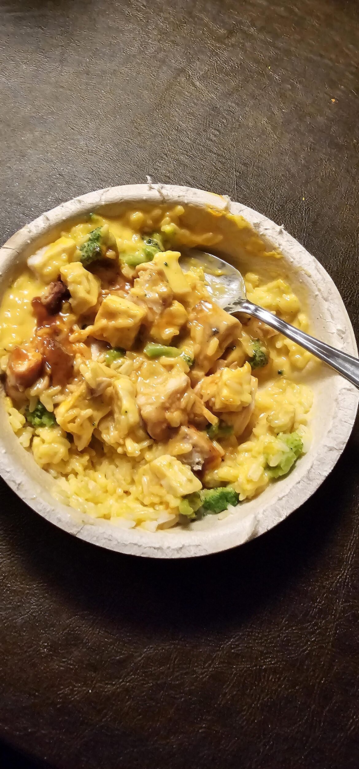 A INSANELY tasty upgrade to a Marie Callenders broc, cheddar and chicken bowl! VERY quick and easy protein.