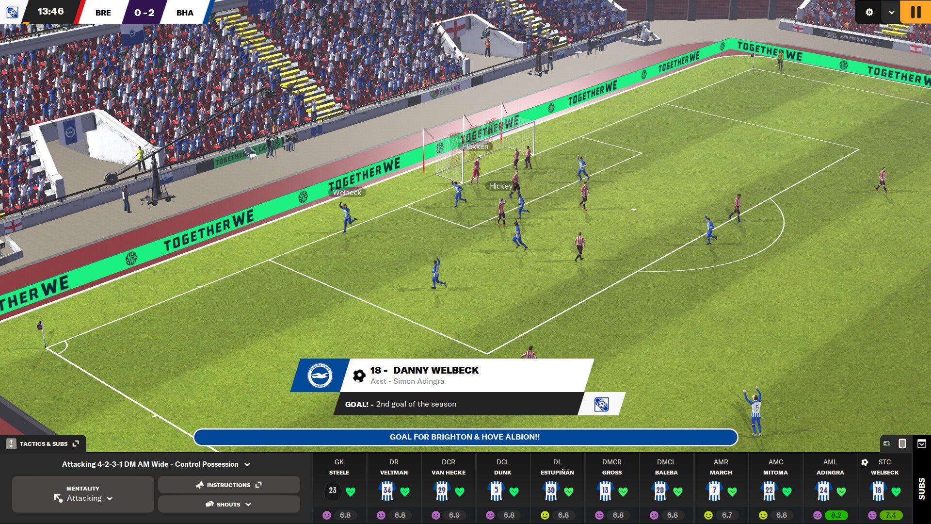 Matches in Football Manager 26 will look a lot different to how they do here in the 2024 entry